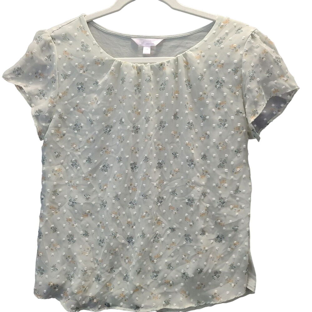Lauren Conrad Womens Blouse Mint Green Size Medium 100% Polyester Short Sleeve